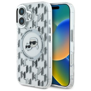 Karl Lagerfeld iPhone 16 Hülle Case MagSafe Head Silber