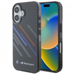 BMW iPhone 16 Plus Case Motosport Random Stripes Black