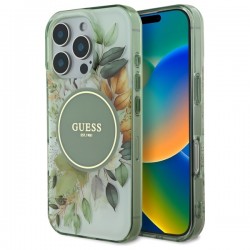 Guess iPhone 16 Pro Case Flower Circle MagSafe Green