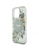 Guess iPhone 16 Pro Hülle Case Flowers Strap MagSafe Grün