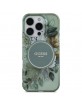 Guess iPhone 16 Pro Hülle Case Flowers Strap MagSafe Grün