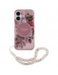 Guess iPhone 16 Plus Hülle Case Flowers Strap MagSafe Rosa