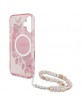 Guess iPhone 16 Plus Hülle Case Flowers Strap MagSafe Rosa