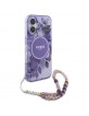 Guess iPhone 16 Plus Hülle Case Flowers Strap MagSafe Violett