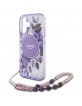 Guess iPhone 16 Plus Hülle Case Flowers Strap MagSafe Violett