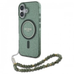 Guess iPhone 16 Plus Case Glitter Strap MagSafe Green