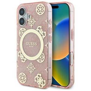 Guess iPhone 16 Hülle Case Peony On 4G MagSafe Rosa Pink