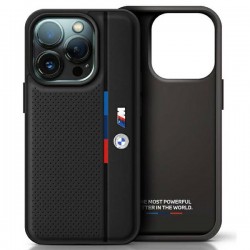 BMW iPhone 16 Pro Case M Perforated Tricolor Black