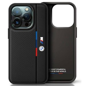 BMW iPhone 16 Pro Hülle Case M Perforated Tricolor Schwarz