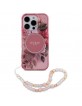 Guess iPhone 16 Pro Hülle Case Flowers Strap MagSafe Rosa