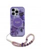 Guess iPhone 16 Pro Case Flowers Strap MagSafe Purple