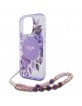 Guess iPhone 16 Pro Case Flowers Strap MagSafe Purple