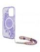 Guess iPhone 16 Pro Case Flowers Strap MagSafe Purple