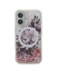 Guess iPhone 16 Case Liquid Glitter Flower MagSafe Pink