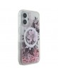 Guess iPhone 16 Hülle Case Liquid Glitter Flower MagSafe Rosa