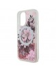 Guess iPhone 16 Hülle Case Liquid Glitter Flower MagSafe Rosa