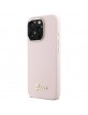 Guess iPhone 16 Pro Max Case Silicone Metal Logo Frame Pink