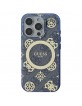 Guess iPhone 16 Pro Hülle Case Peony On 4G MagSafe Blau