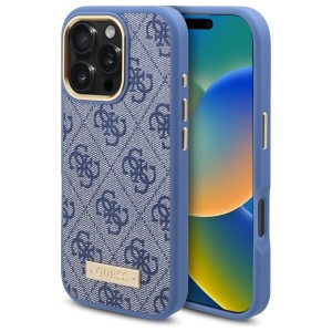 Guess iPhone 16 Pro Case 4G Logo Plate MagSafe Blue