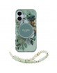 Guess iPhone 16 Plus Hülle Case Flowers Strap MagSafe Grün