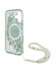 Guess iPhone 16 Plus Hülle Case Flowers Strap MagSafe Grün