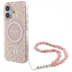 Guess iPhone 16 Hülle Case Electro Strap MagSafe Rosa Pink