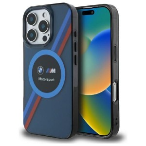 BMW iPhone 16 Pro Max Hülle Case Motosport MagSafe Blau