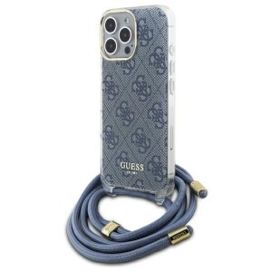 Guess iPhone 16 Pro Case Crossbody Cord 4G Blue