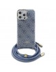 Guess iPhone 16 Pro Case Crossbody Cord 4G Blue