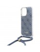 Guess iPhone 16 Pro Case Crossbody Cord 4G Blue