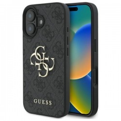 Guess iPhone 16 Plus Hülle Case Big 4G Metal Logo Schwarz