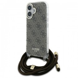 Guess iPhone 16 Case Crossbody Cord 4G Brown