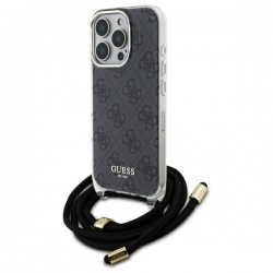 Guess iPhone 16 Pro Max Hülle Case Crossbody Cord 4G Schwarz