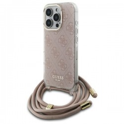 Guess iPhone 16 Pro Max Case Crossbody Cord 4G Pink