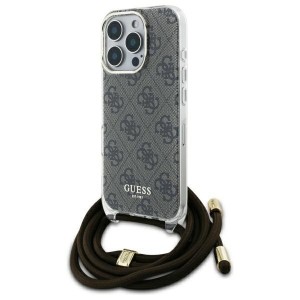 Guess iPhone 16 Pro Max Hülle Case Crossbody Cord 4G Braun