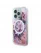 Guess iPhone 16 Pro Case Liquid Glitter Flower MagSafe Pink