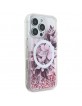 Guess iPhone 16 Pro Case Liquid Glitter Flower MagSafe Pink