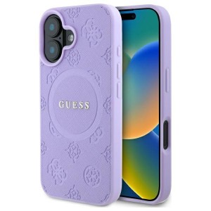 Guess iPhone 16 Plus Case MagSafe Peony 4G Saffiano Purple