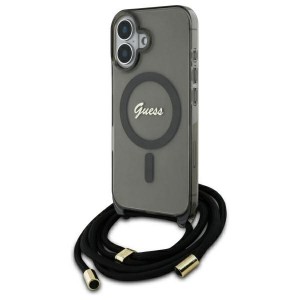 Guess iPhone 16 Case MagSafe Crossbody Cord Black