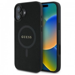 Guess iPhone 16 Hülle Case Cover Saffiano MagSafe Schwarz