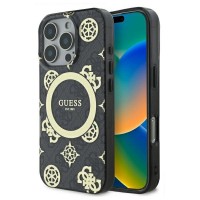 Guess iPhone 16 Pro Max Hülle Case Peony On 4G MagSafe Schwarz