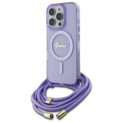 Guess iPhone 16 Pro Max Case MagSafe Crossbody Cord Purple