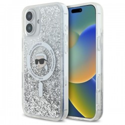 Karl Lagerfeld iPhone 16 Plus Hülle Case Liquid Glitter Karl Head Magsafe