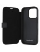 Mercedes iPhone 16 Pro Book Case Genuine Leather Wood Black