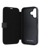 Mercedes iPhone 16 Book Case Genuine Leather Wood Black