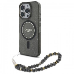 Guess iPhone 16 Pro Case Glitter Strap MagSafe Black