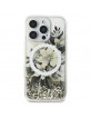 Guess iPhone 16 Pro Case Liquid Glitter Flower MagSafe Beige