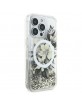 Guess iPhone 16 Pro Max Case Liquid Glitter Flower MagSafe Beige