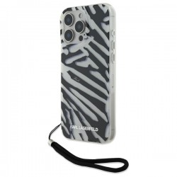 Karl Lagerfeld iPhone 16 Pro Case Zebra Cord Black