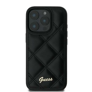 Guess iPhone 16 Plus Hülle Case Quilted Leather Schwarz